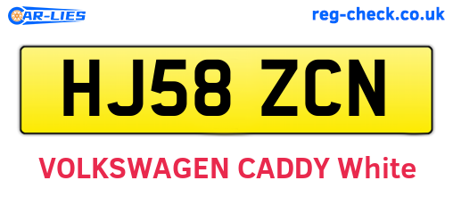 HJ58ZCN are the vehicle registration plates.
