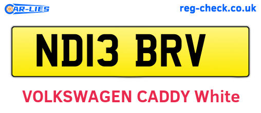ND13BRV are the vehicle registration plates.