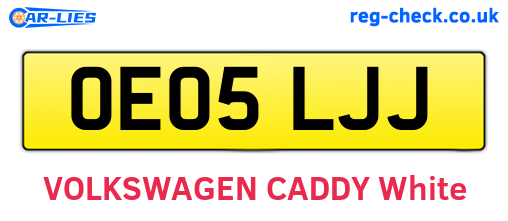 OE05LJJ are the vehicle registration plates.