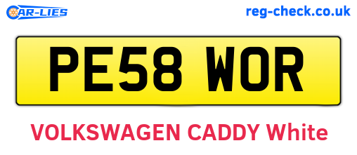 PE58WOR are the vehicle registration plates.