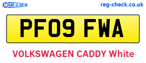 PF09FWA are the vehicle registration plates.