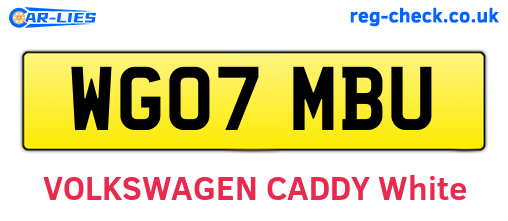 WG07MBU are the vehicle registration plates.