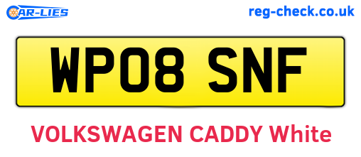WP08SNF are the vehicle registration plates.