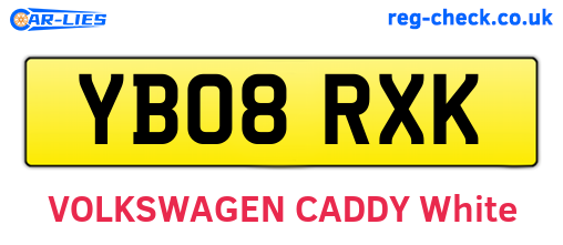 YB08RXK are the vehicle registration plates.