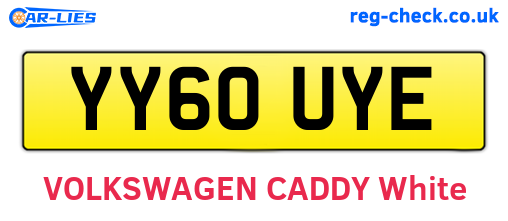YY60UYE are the vehicle registration plates.