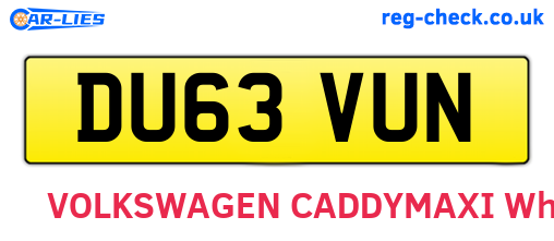 DU63VUN are the vehicle registration plates.