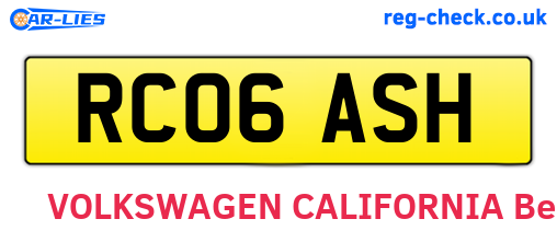 RC06ASH are the vehicle registration plates.