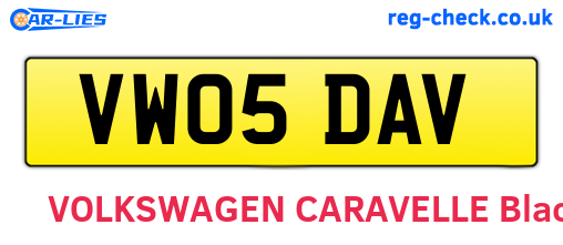 VW05DAV are the vehicle registration plates.