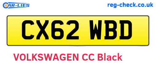 CX62WBD are the vehicle registration plates.