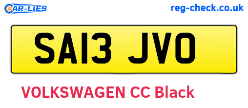 SA13JVO are the vehicle registration plates.