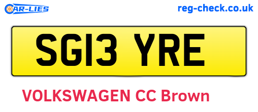 SG13YRE are the vehicle registration plates.