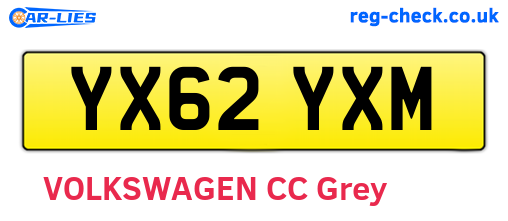 YX62YXM are the vehicle registration plates.