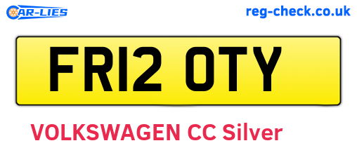 FR12OTY are the vehicle registration plates.