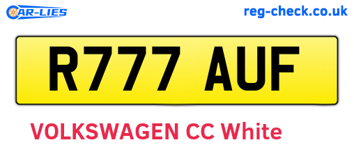 R777AUF are the vehicle registration plates.