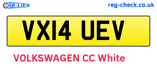 VX14UEV are the vehicle registration plates.