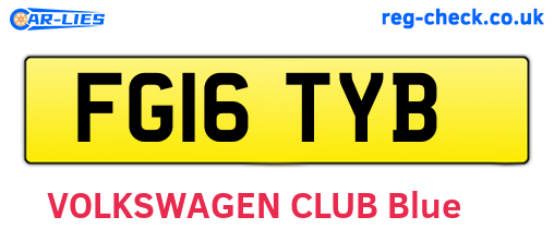 FG16TYB are the vehicle registration plates.