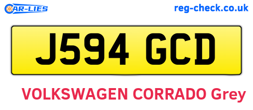 J594GCD are the vehicle registration plates.