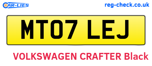 MT07LEJ are the vehicle registration plates.