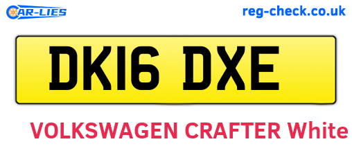 DK16DXE are the vehicle registration plates.