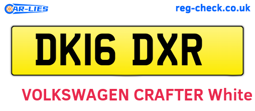 DK16DXR are the vehicle registration plates.