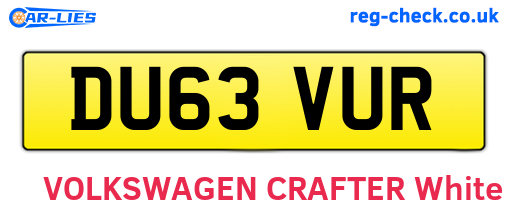 DU63VUR are the vehicle registration plates.