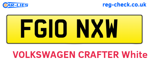 FG10NXW are the vehicle registration plates.
