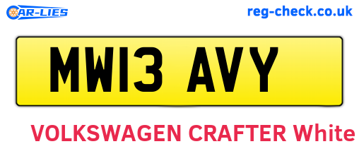 MW13AVY are the vehicle registration plates.