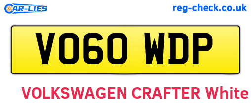 VO60WDP are the vehicle registration plates.