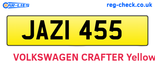 JAZ1455 are the vehicle registration plates.