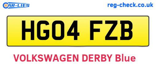HG04FZB are the vehicle registration plates.