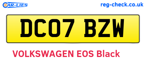 DC07BZW are the vehicle registration plates.