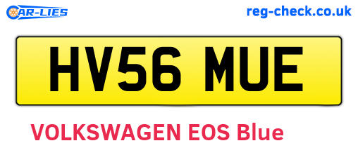 HV56MUE are the vehicle registration plates.