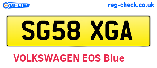 SG58XGA are the vehicle registration plates.