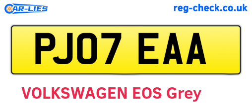 PJ07EAA are the vehicle registration plates.