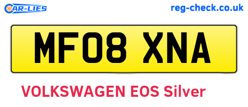 MF08XNA are the vehicle registration plates.