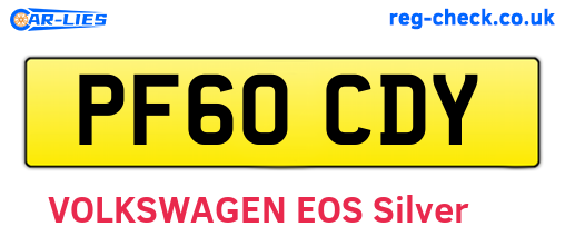 PF60CDY are the vehicle registration plates.