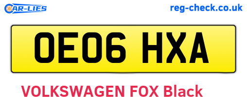 OE06HXA are the vehicle registration plates.