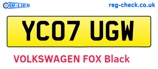 YC07UGW are the vehicle registration plates.