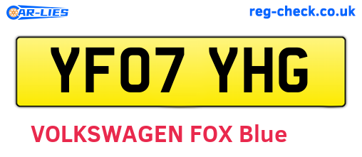 YF07YHG are the vehicle registration plates.