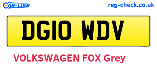 DG10WDV are the vehicle registration plates.