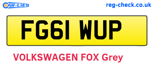 FG61WUP are the vehicle registration plates.