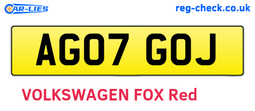 AG07GOJ are the vehicle registration plates.