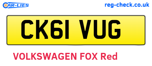 CK61VUG are the vehicle registration plates.