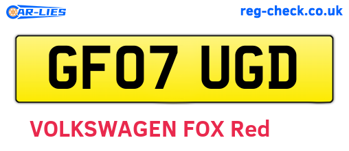 GF07UGD are the vehicle registration plates.