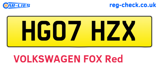 HG07HZX are the vehicle registration plates.
