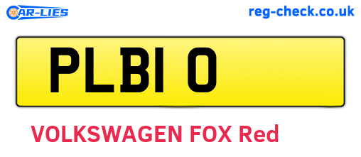 PLB10 are the vehicle registration plates.