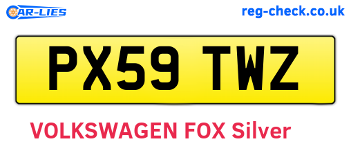 PX59TWZ are the vehicle registration plates.