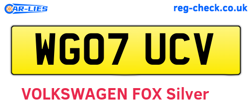 WG07UCV are the vehicle registration plates.