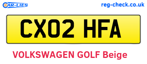 CX02HFA are the vehicle registration plates.