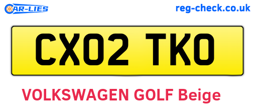 CX02TKO are the vehicle registration plates.
